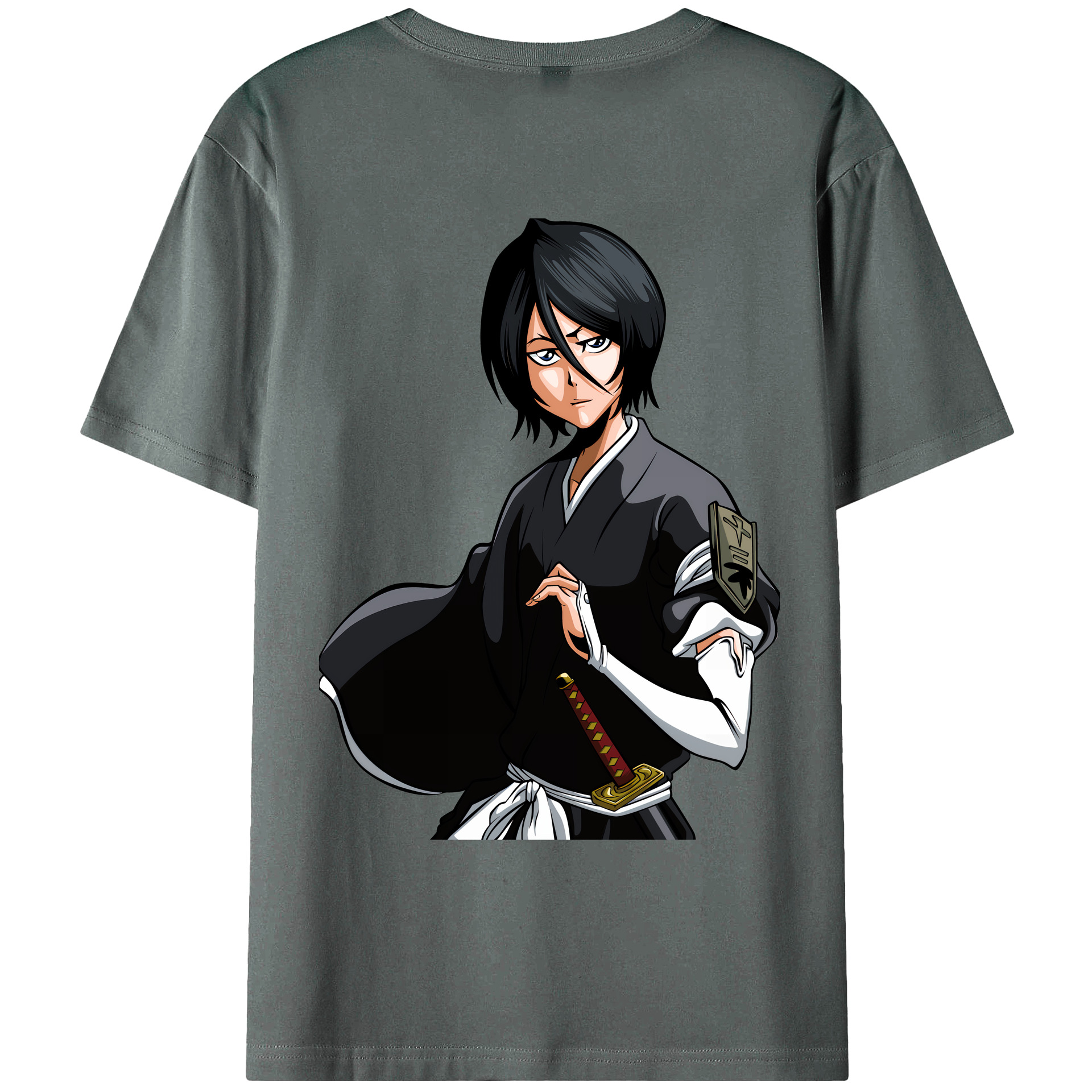 （画像用） ブリーチ 朽木ルキア BLEACH Kuchiki Rukia 綿100％ メンズ半袖Tシャツ（バックプリント） 通気性